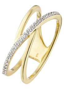 Jobo Damen Goldring, 60, Gelbgold 375, gelb, Gelbgold 375, Fingerringe, 375 Gold mit 24 Zirkonia