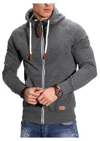 behype Herren Sweatjacke "BHTANSER", grau, casual, Gr. XXL, unifarben, 70% Baumwolle, 30% Polyester, Sweatjacken, mit praktischem Kordelzug