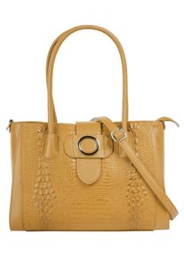 CLUTY Damen Shopper, gelb, Leder, Taschen, echt Leder, Made in Italy
