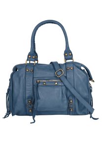 Samantha Look Damen Shopper, blau, Leder, vintage, Taschen, echt Leder, Made in Italy