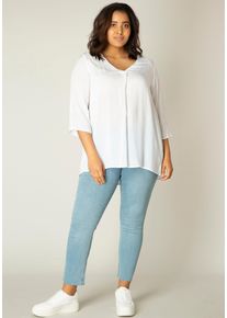 Damen Klassische Bluse, weiß, casual, Gr. 44, Base Level Curvy, Obermaterial: 100% Viskose, Blusen, mit V-Ausschnitt