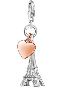 Thomas Sabo Damen Charm-Einhänger "Eiffelturm mit Herz, 0904-415-12", rosa, Silber 925 (Sterlingsilber), Charms