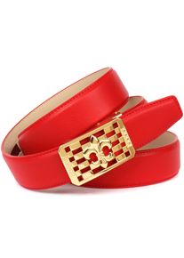 Anthoni Crown Damen Ledergürtel, rot, elegant,feminin,klassisch,modisch, Gr. 85, unifarben, Leder, Gürtel, Hochpolierte goldfarbene
