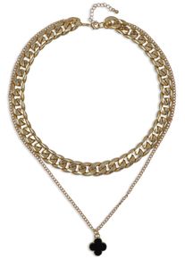 Firetti Damen Collier "Chunky Clover", Metall, L: 57cm, schwarz, Metall, Halsketten