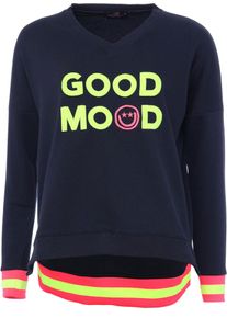 Zwillingsherz Damen Sweatshirt, blau, modisch, Gr. L, bedruckt, Sweatware, Obermaterial: 50% Baumwolle, 50% Polyester, Sweatshirts, mit