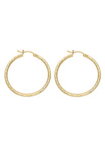 Vivance Damen Paar Creolen "diamantiert", Gelbgold 375, gelb, Gelbgold 375, Ohrringe, diamantiert