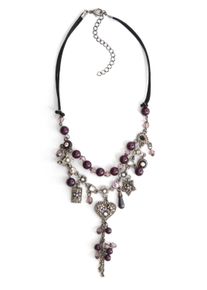 Allgäu Rebell ALLGÄU REBELL Damen Kette mit Anhänger "Cate", schwarz, Basic, Metall, Halsketten, mit kleinen Glassteinen
