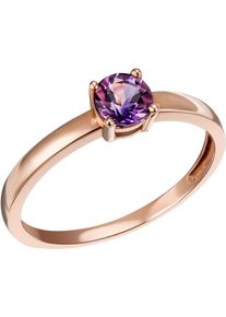 Firetti Damen Fingerring "Schmuck Geschenk Gold 375 Gold 585 Goldring Solitär", 52, Roségold 585, 1,55mm, lila, Rosu00e9gold 585, Fingerringe, mit