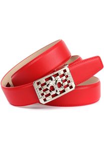 Anthoni Crown Damen Ledergürtel, rot, elegant,feminin,klassisch,modisch, Gr. 110, unifarben, Leder, Gürtel, Schließe mit Lilien-Motiv