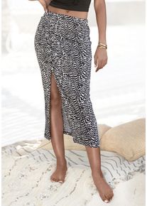 Vivance Damen Midirock, schwarz-weiß, modisch, Gr. 36, bedruckt, animal-print, Jersey, Obermaterial: 95% Viskose, 5% Elasthan, Röcke, mit seitlicher