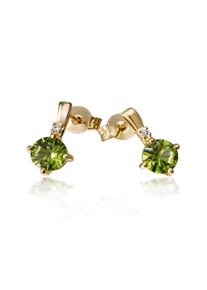 Goldmaid Damen Paar Ohrstecker "333 Gelbgold Glänzend 2 Brillanten 2 Peridot grün", ONE-SIZE, 0,03 ct P1 = bei 10-facher Vergrößerung erkennbare