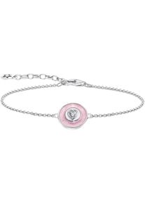 Thomas Sabo Damen Armband "Anhänger rosa und Zirkonia in Herzform, A2143-691-9-L19v", 19, Silber 925 (Sterlingsilber), bunt, Silber 925