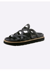 Heine Damen Pantolette, Gr. 37, schwarz, Rindsleder, Glattleder, modisch, Schuhe