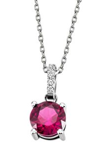 Firetti Damen Kette mit Anhänger "Schmuck Geschenk Silber 925 Halsschmuck Halskette Ankerkette", Silber 925 (Sterlingsilber), L: 45cm B: 1,2mm, pink,