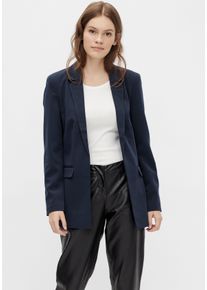 Pieces Damen Longblazer "PCBOSELLA LS LOOSE BLAZER NOOS", blau, casual, Gr. XS, Web, Obermaterial: 88% Polyester, 12% Elasthan, Blazer, in leichter