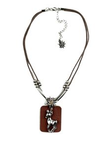 Allgäu Rebell ALLGÄU REBELL Damen Kette mit Anhänger "Lotti", braun, Basic, Baumwolle, Halsketten, mit echtem Lederanhänger