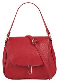 Samantha Look Damen Umhängetasche, rot, Leder, unifarben, leicht glänzend, Taschen, echt Leder, Made in Italy