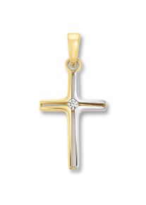 ONE ELEMENT Damen Ketten-Anhänger "Zirkonia Kreuz Anhänger aus 333 Gelbgold", Gelbgold 333, gold, Gelbgold 333, Schmuckanhänger, Damen Gold Schmuck