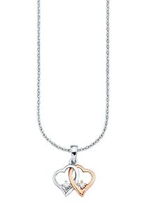 Amor Damen Kette mit Anhänger "9188406, Herz", Silber 925 (Sterlingsilber), L: 42cm, rosa, Silber 925 (Sterlingsilber), Halsketten, mit Zirkonia