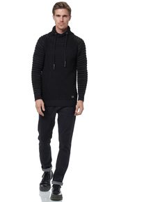 Rusty Neal Herren Strickpullover, schwarz, casual, Gr. M, unifarben, 70% Polyacryl, 30% Baumwolle, Pullover, mit kuscheligem Schalkragen