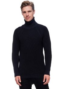 Rusty Neal Herren Rollkragenpullover, blau, casual, Gr. M, unifarben, 50% Baumwolle, 50% Polyacryl, Pullover, mit kuscheligem Rollkragen