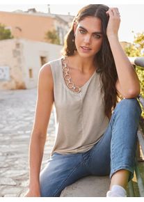 Heine Damen Shirttop, beige, Gr. 36, unifarben, 95% Viskose, 5% Elasthan, Tops