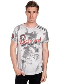 Rusty Neal Herren T-Shirt, grau, casual, Gr. XXL, bedruckt, 100% Baumwolle, Shirts, in tollem Batik-Design