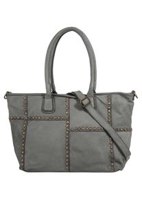 Samantha Look Damen Shopper, grau, Leder, unifarben, leicht glänzend, Taschen, echt Leder, Made in Italy