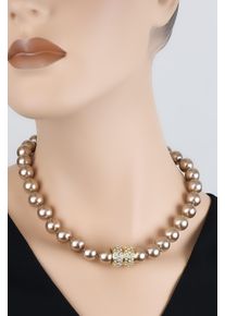 Damen Kette mit Anhänger "Karlsruhe", beige, elegant, Collezione Alessandro, Metall, Halsketten, 23 Karat vergoldet