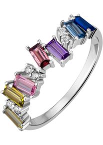Firetti Damen Fingerring "Schmuck Geschenk Silber 925 Silberring Ring Regenbogen", 62, Silber 925 (Sterlingsilber), 1,8mm, bunt, Silber 925