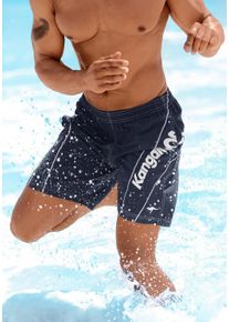 Kangaroos Herren Badeshorts, blau, Gr. 4, unifarben, Microfaser, Polyester, Badehosen, mit Kangaroos Schriftzug