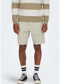 Only & Sons ONLY & SONS Herren Shorts "ONSLINUS 0007 COT LIN SHORTS NOOS", beige, modisch, Gr. XXL, unifarben, Web, Obermaterial: 75% Baumwolle, 25% Leinen, Hosen