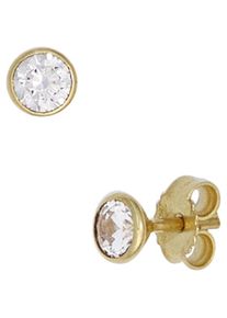 Jobo Damen Paar Ohrstecker, Gelbgold 333, gold, Gelbgold 333, Ohrringe, rund 333 Gold mit Zirkonia