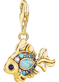 Thomas Sabo Damen Charm-Einhänger "Fisch, 1921-959-7", blau, Silber 925 (Sterlingsilber), Charms, mit Glas-Keramik Stein, Spinell (synth.), Zirkonia