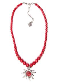 Allgäu Rebell ALLGÄU REBELL Damen Collier "Heidi", rot, Basic, Glas, Halsketten, mit Edelweiß Anhänger