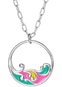 Firetti Damen Kette mit Anhänger "Schmuck Geschenk Edelstahl Halsschmuck Halskette Welle", Silber 925 (Sterlingsilber), L: 55cm, silber, Silber 925
