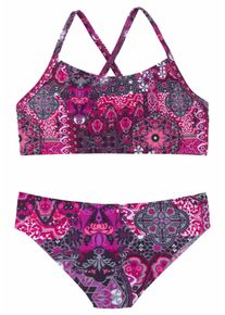 Buffalo Kinder Bustier-Bikini "Shari Kids", lila, Gr. 122, Paisleymuster, Polyamid, Bikini-Sets, mit verspieltem Print