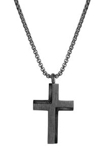 Firetti Damen Kette mit Anhänger "Schmuck Geschenk Kreuz", Edelstahl, L: 55cm B: 2,3mm, schwarz, Edelstahl, B:2,3mm, Halsketten