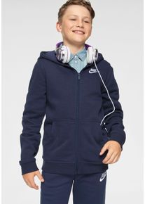 Nike Sportswear Kinder Kapuzensweatjacke "NSW HOODIE FZ CLUB - für Kinder", blau, sportlich, Gr. S, Obermaterial: 80% Baumwolle, 20% Polyester,