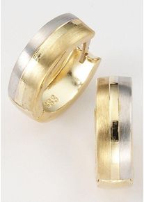 Firetti Damen Paar Creolen "Schmuck Geschenk Gold 333 in Bicolor-Optik", Gelbgold 333, gelb, Gelbgold 333, Ohrringe, mit Zirkonia (synth.)