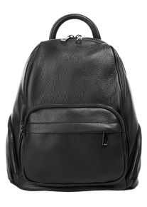 CLUTY Cityrucksack, schwarz, Rindsleder, Leder, Strukturmuster, casual, Rucksäcke, echt Leder, Made in Italy