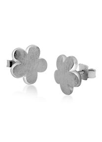 NENALINA Damen Paar Ohrstecker "Ohrstecker Blume Flower gebürstet 925 Silber", OneSize, ohne Stein, Silber 925 (Sterlingsilber), silber, Silber 925