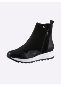 Heine Damen Stiefelette, Gr. 41, schwarz, Leder, Glattleder, Veloursleder, modisch, Schuhe