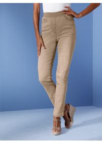 Damen Schlupfjeans, beige, Gr. 50, CREATION L PREMIUM, unifarben, 56% Baumwolle, 19% Polyester, 14% Lyocell, 10% Viskose, 1% Elasthan, Jeans