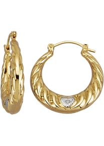 Firetti Damen Paar Creolen "Schmuck Geschenk Gold 375 Ohrschmuck Ohrringe Bicolor", 0,01 ct P3 = leicht erkennbare Einschlüsse, Gelbgold
