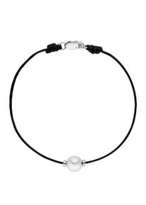 ADRIANA Damen Armband "Capri, C8-S", Silber 925 (Sterlingsilber)-Perlen-Textil, schwarz-weiß, Silber 925 (Sterlingsilber), Perlen, Textil, Armbänder,