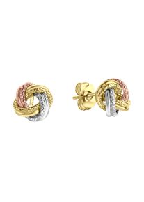 Vivance Damen Paar Ohrstecker "585/- Gelbgold tricolor strukturiert", ONE-SIZE, Gold, bunt, Gold, Ohrringe