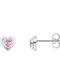 Thomas Sabo Damen Paar Ohrstecker "Herz mit pinkfarbenem Zirkonia, H2271-414-9, H2271-643-9", Silber 925 (Sterlingsilber), bunt, Silber 925