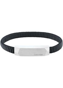 Calvin Klein Herren Lederarmband "MAGNIFY, 35100012", Leder-Edelstahl, grau, Leder, Edelstahl, Armbänder