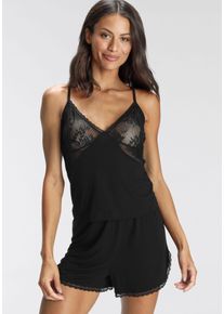 Bruno Banani Damen Shorty, Gr. 36, schwarz, Single Jersey, Obermaterial: 95% Viskose, 5% Elasthan. Spitze: 95% Polyester, 5% Elasthan, feminin,